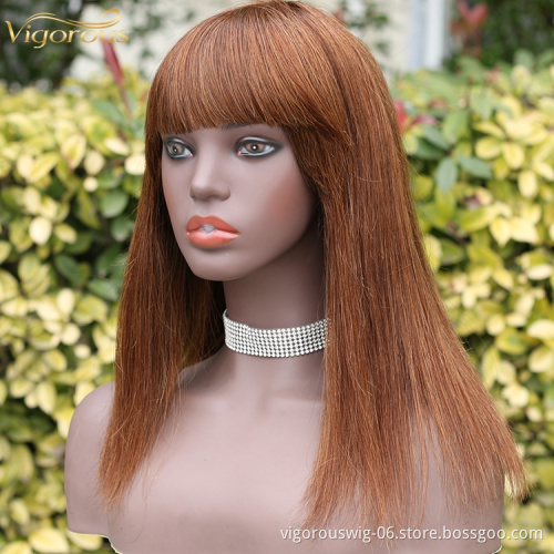 Silk base blonde straight bangs cheap wholesale glueless private label inch brazilian 100% raw human hair wig black women